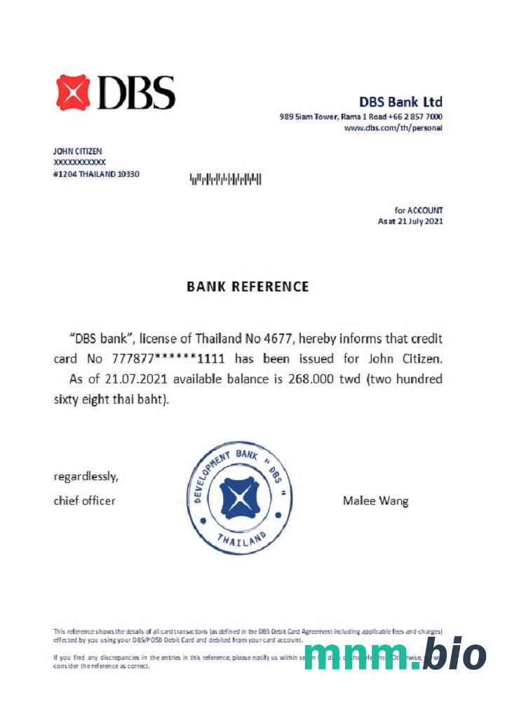 Przykład referencyjny banku Tajlandii DBS w formatach Word i PDF